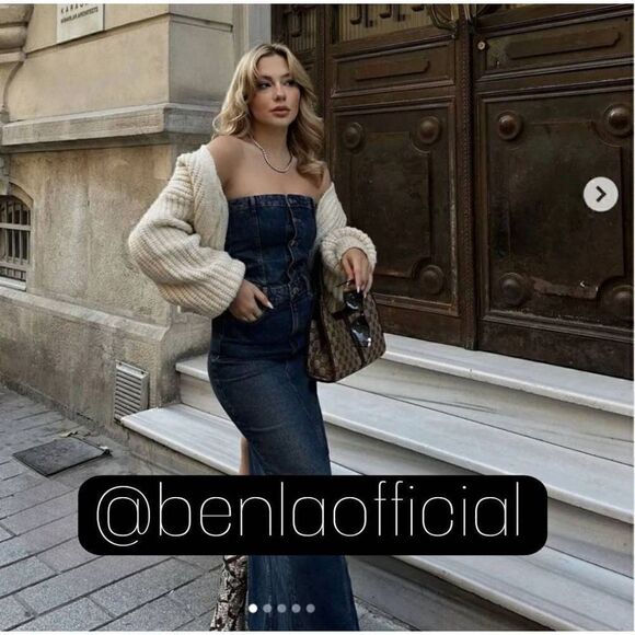 Zara RARE TRF DENIM DRESS NAVY BLUE - Picture 2 of 13